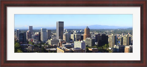 Framed Cityscape with Mt St. Helens and Mt Adams in the background, Portland, Multnomah County, Oregon, USA 2010 Print