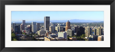 Framed Cityscape with Mt St. Helens and Mt Adams in the background, Portland, Multnomah County, Oregon, USA 2010 Print