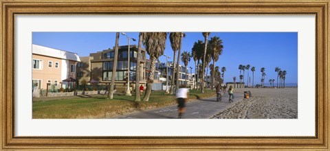 Framed People riding bicycles near a beach, Venice Beach, City of Los Angeles, California, USA Print