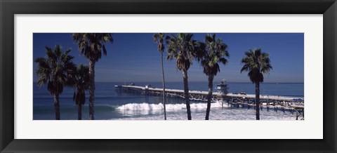 Framed Pier over an ocean, San Clemente Pier, Los Angeles County, California, USA Print