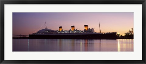 Framed RMS Queen Mary in an ocean, Long Beach, Los Angeles County, California, USA Print