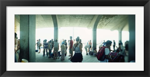 Framed Tourists on a boardwalk, Coney Island, Brooklyn, New York City, New York State, USA Print