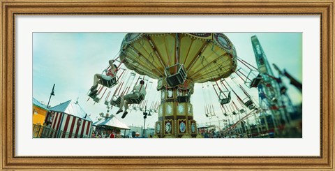 Framed Tourists riding on an amusement park ride, Lynn&#39;s Trapeze, Luna Park, Coney Island, Brooklyn, New York City, New York State, USA Print