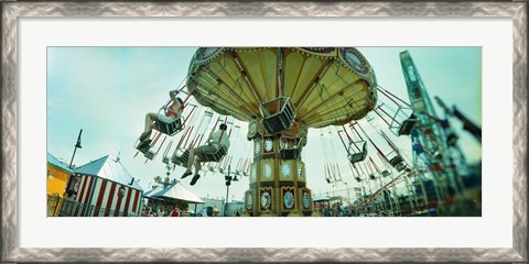 Framed Tourists riding on an amusement park ride, Lynn&#39;s Trapeze, Luna Park, Coney Island, Brooklyn, New York City, New York State, USA Print