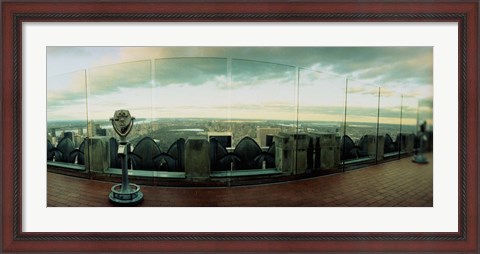 Framed Coin-operated binoculars on the top of a building, Rockefeller Center, Manhattan, New York Print