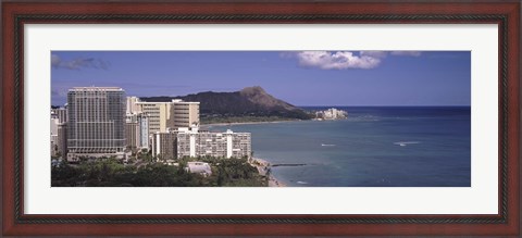 Framed Buildings at the waterfront, Honolulu, Oahu, Honolulu County, Hawaii Print