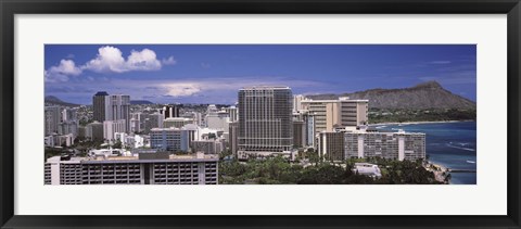 Framed Honolulu Buildings, Oahu, Honolulu County, Hawaii Print