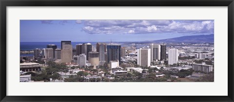 Framed High angle view of a city, Honolulu, Oahu, Honolulu County, Hawaii, USA 2010 Print