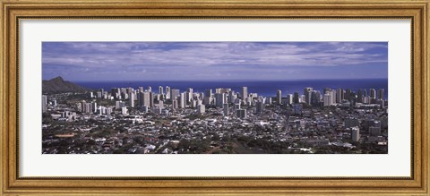 Framed Aerial view of a city, Honolulu, Oahu, Honolulu County, Hawaii, USA 2010 Print