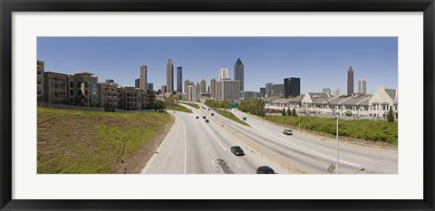 Framed Vehicles moving on the road leading towards the city, Atlanta, Georgia, USA Print