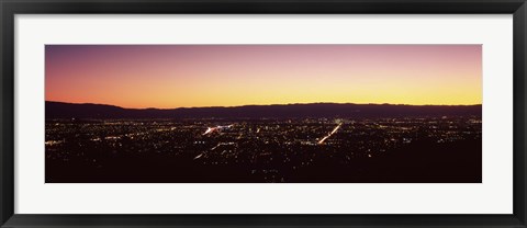 Framed City lit up at dusk, Silicon Valley, San Jose, Santa Clara County, San Francisco Bay, California Print
