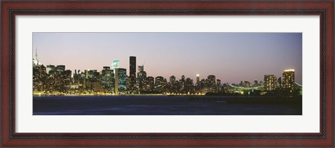 Framed New York Skyline from a Distance (gray sky) Print