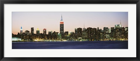 Framed New York City Skyline Lit Up at Night Print