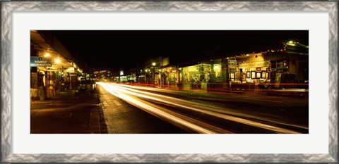 Framed Streaks of lights on the road in a city at night, Lahaina, Maui, Hawaii, USA Print