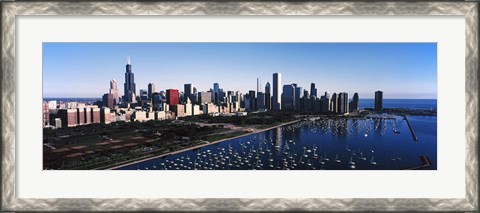 Framed Skyscrapers at the waterfront, Chicago Harbor, Lake Michigan, Chicago, Cook County, Illinois, USA 2011 Print