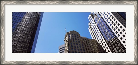 Framed Low angle view of skyscrapers in a city, Charlotte, Mecklenburg County, North Carolina, USA 2011 Print