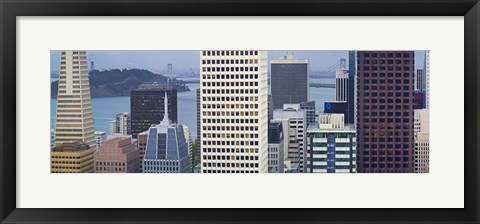 Framed Skyscrapers in the financial district with the bay bridge in the background, San Francisco, California, USA 2011 Print