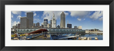 Framed Ferry terminal with skyline at port, Ferry Building, The Embarcadero, San Francisco, California, USA 2011 Print