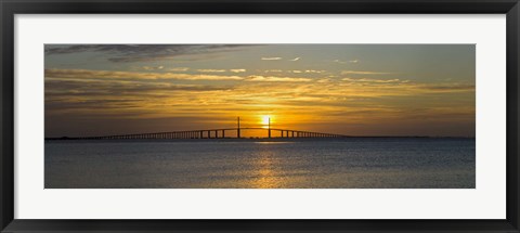 Framed Sunrise over Sunshine Skyway Bridge, Tampa Bay, Florida, USA Print