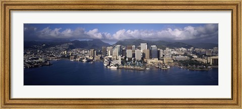 Framed Buildings at the waterfront, Honolulu, Hawaii, USA Print