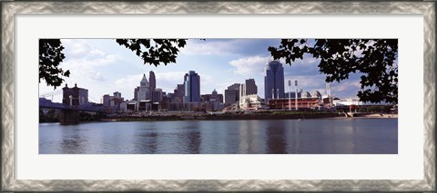 Framed City at the waterfront, Ohio River, Cincinnati, Hamilton County, Ohio Print