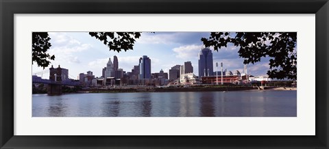 Framed City at the waterfront, Ohio River, Cincinnati, Hamilton County, Ohio Print