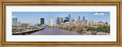 Framed Skyscrapers in a city, Liberty Tower, Comcast Center, Philadelphia, Pennsylvania, USA Print