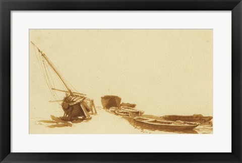 Framed Boats on Shore and in Water Print