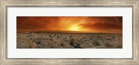 Framed Sunset over a desert, Palm Springs, California, USA Print