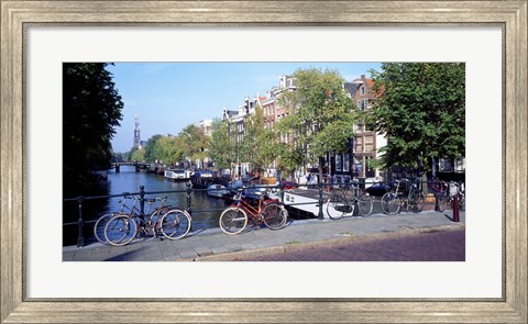 Framed Netherlands, Amsterdam, bicycles Print
