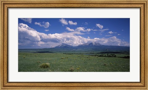 Framed Meadow with mountains in the background, Cuchara River Valley, Huerfano County, Colorado, USA Print