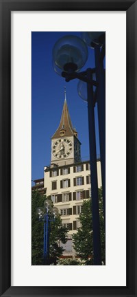 Framed Low angle view of a clock tower, Zurich, Canton Of Zurich, Switzerland Print