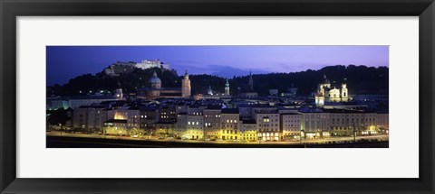 Framed Austria, Salzburg, Salzach River at dusk Print