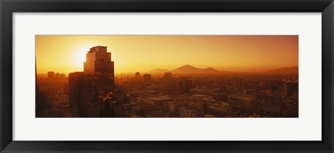 Framed Downtown, Cityscape, Santiago, Chile Print