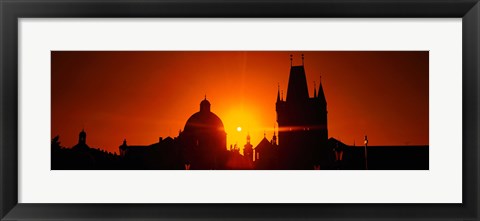 Framed Sunrise Tower Charles Bridge Czech Republic Print