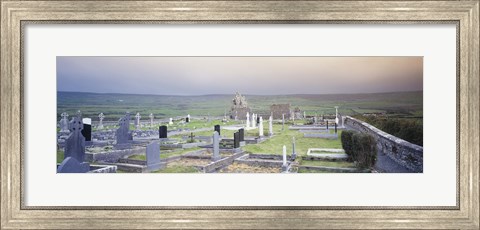 Framed Tombstones in a cemetery, Poulnabrone Dolmen, The Burren, County Clare, Republic of Ireland Print