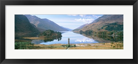 Framed Scotland, Highlands, Loch Shiel Glenfinnan Monument, Reflection of cloud in the lake Print