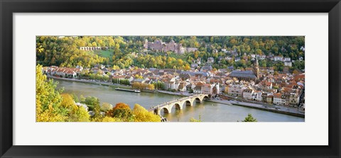 Framed Aerial view of Heidelberg Castle and city, Heidelberg, Baden-Wurttemberg, Germany Print