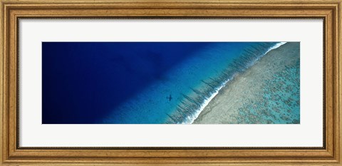 Framed Aerial View Of Beach, Teti&#39;aroa Island, Polynesia Print
