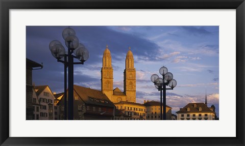 Framed Low angle view of a church, Grossmunster, Zurich, Switzerland Print