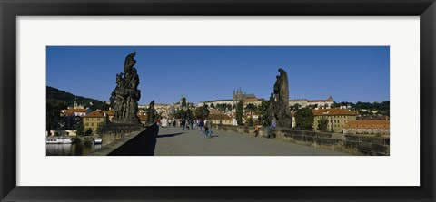 Framed People walking on a bridge, Charles Bridge, Prague, Czech Republic Print