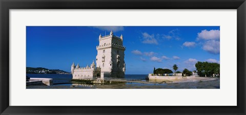 Framed Fort at the coast, Torre De Belem, Lisbon, Portugal Print