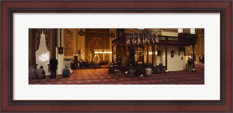 Framed Group of people praying in a mosque, Ulu Camii, Bursa, Turkey Print