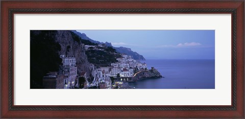 Framed High angle view of a village near the sea, Amalfi, Amalfi Coast, Salerno, Campania, Italy Print