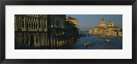 Framed High angle view of boats in a canal, Santa Maria Della Salute, Grand Canal, Venice, Italy Print