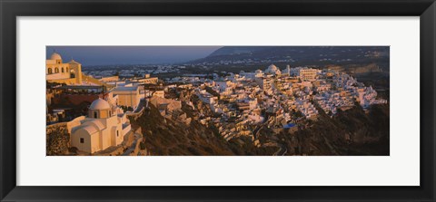 Framed High angle view of buildings in a town, Fira, Santorini, Cyclades Islands, Greece Print