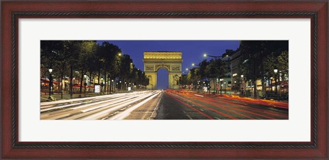 Framed View Of Traffic On An Urban Street, Champs Elysees, Arc De Triomphe, Paris, France Print