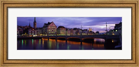 Framed River Limmat Zurich Switzerland Print