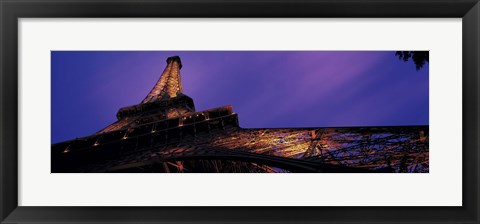 Framed Looking Up at the Eiffel Tower, Night Print