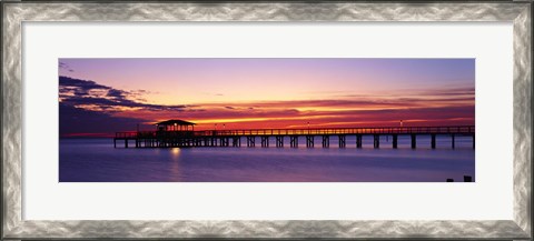 Framed Sunset Mobile Pier AL USA Print